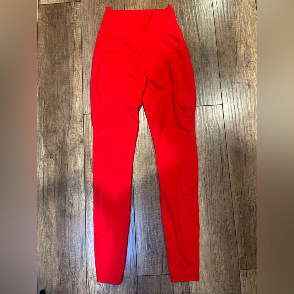 Alphalete High-Waisted Red Leggings Gym Workout Athleisure